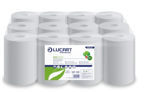 Lucart Eco 14 CF, belső letekeredésű kéztörlő, 2 rétegű, 14cm fehér, 12tek./zsugor