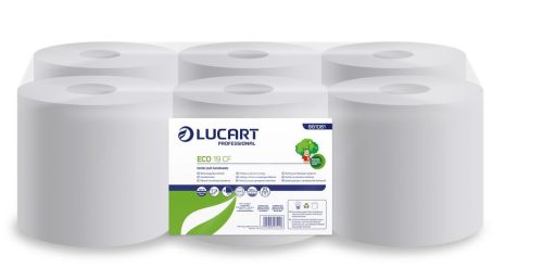 Lucart Eco 19 CF, belső letekeredésű kéztörlő, 2rétegű, 19cm, fehér, 6tek./zsugor